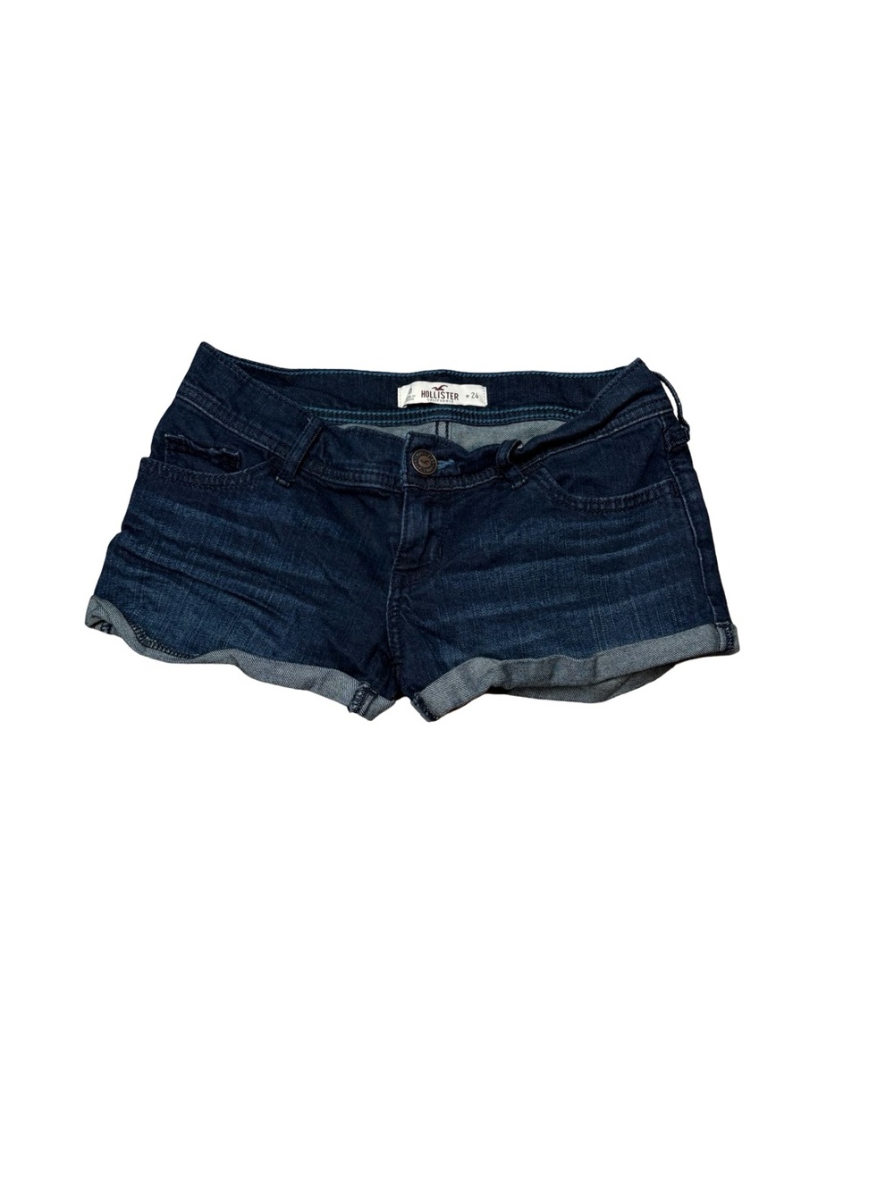 Y2K Hollister low rise Dark Indigo Rolled-Cuff Denim Shorts